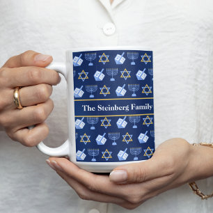 Cute Hanukkah Dreidel Menorah Persoonlijke Gift Koffiemok