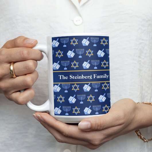 Cute Hanukkah Dreidel Menorah Persoonlijke Gift Koffiemok