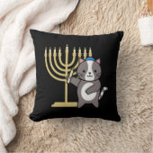 Cute Hanukkah kat menorah kussen voor kinderen en (Deken)