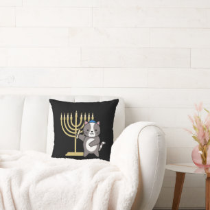 Cute Hanukkah kat menorah kussen voor kinderen en