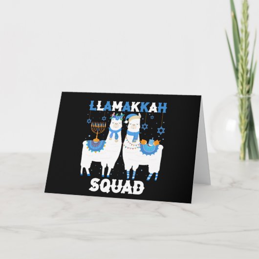 Cute Hanukkah Llama Kerst Happy Llamakah Squad Kaart (Voorkant)