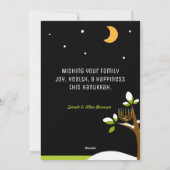 Cute Hanukkah Owl & Menorah Snowy Tree Feestdagenkaart (Achterkant)