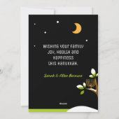 Cute Hanukkah Owl & Menorah Snowy Tree Feestdagenkaart (Achterkant)