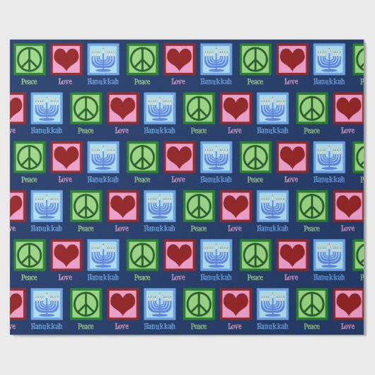 Cute Hanukkah Pattern Dark Blue Wrapping Paper Cadeaupapier (Vlak)