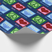 Cute Hanukkah Pattern Dark Blue Wrapping Paper Cadeaupapier (Hoek)