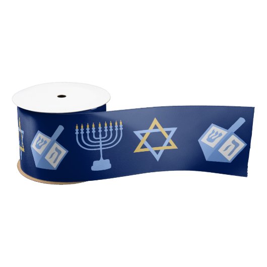 Cute Hanukkah Pattern Satijnen Lint (Spoel)