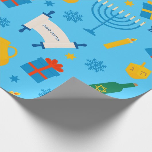 Cute Hanukkah Pattern Wrapping Paper Cadeaupapier (Hoek)