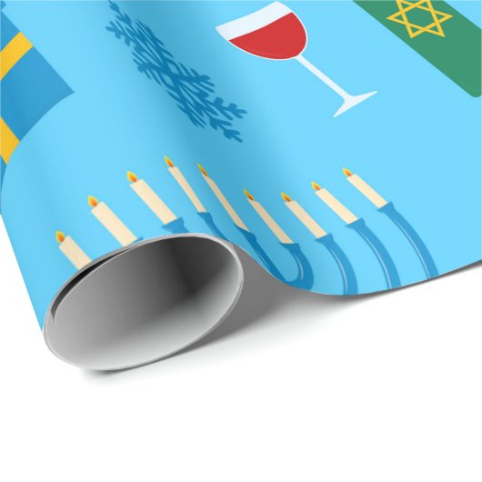 Cute Hanukkah Pattern Wrapping Paper Cadeaupapier (Rol Hoek)