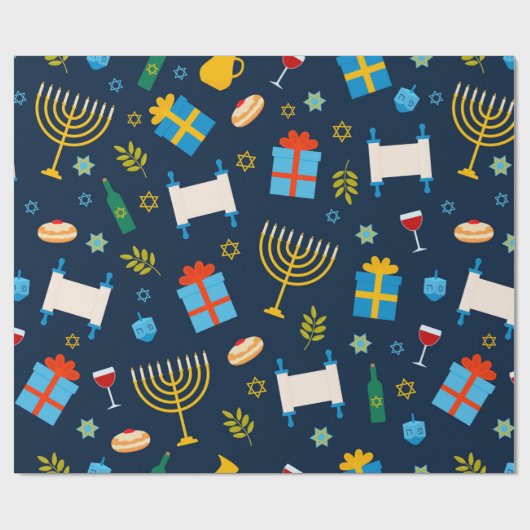 Cute Hanukkah Pattern Wrapping Paper Cadeaupapier (Vlak)