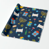 Cute Hanukkah Pattern Wrapping Paper Cadeaupapier (Uitgerold)