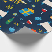 Cute Hanukkah Pattern Wrapping Paper Cadeaupapier (Hoek)