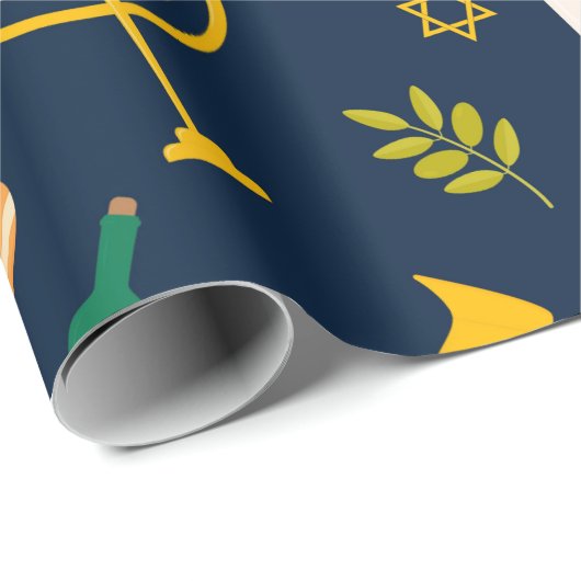 Cute Hanukkah Pattern Wrapping Paper Cadeaupapier (Rol Hoek)