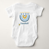 Cute Hanukkah Personalized Menorah Rainbow Romper (Achterkant)