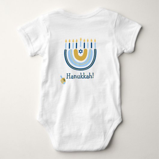 Cute Hanukkah Personalized Menorah Rainbow Romper (Achterkant)