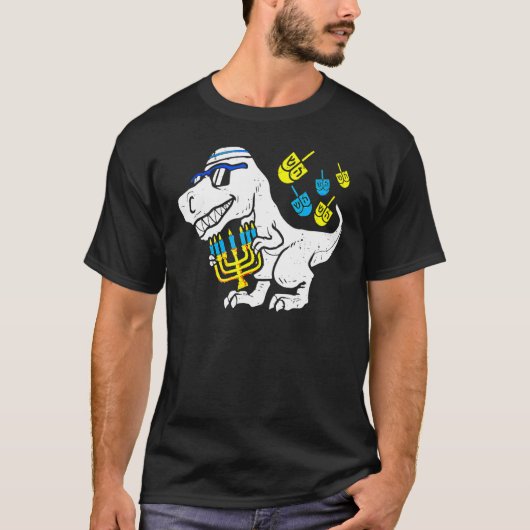 Cute Hanukkah Rex Dinosaur Menorasaurus Chanukah B T-shirt (Voorkant)