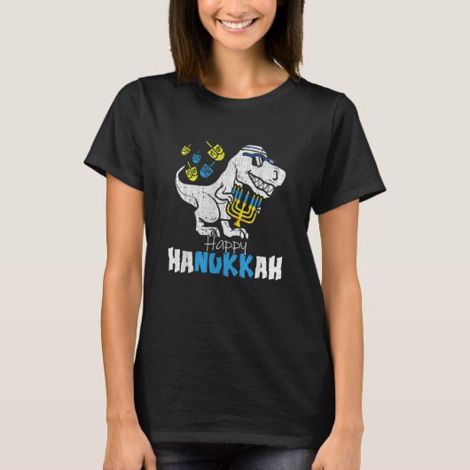 Cute Hanukkah Rex Dinosaur Menorasaurus Chanukah B T-shirt (Voorkant)