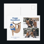 Cute Hanukkah Sloth 2 Foto Collage Feestdagenkaart<br><div class="desc">Cute Hanukkah sloot persoonlijke fotokaarten.</div>