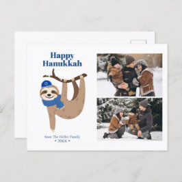 Cute Hanukkah Sloth 2 Foto Collage Feestdagenkaart