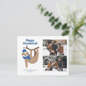 Cute Hanukkah Sloth 2 Foto Collage Feestdagenkaart (Staand voorkant)