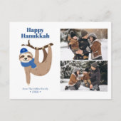 Cute Hanukkah Sloth 2 Foto Collage Feestdagenkaart (Voorkant)