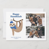 Cute Hanukkah Sloth 2 Foto Collage Feestdagenkaart (Voorkant)