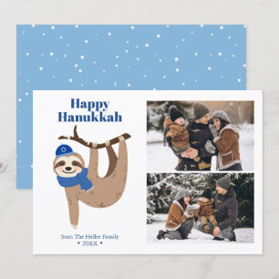 Cute Hanukkah Sloth 2 Foto Collage Feestdagenkaart