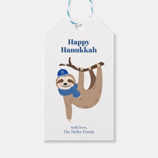 Cute Hanukkah Sloth Cadeaulabel (Voorkant)