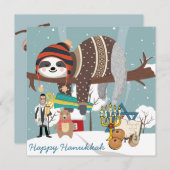 Cute Hanukkah Sloth Feestdagenkaart (Voorkant / Achterkant)