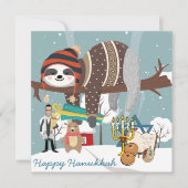 Cute Hanukkah Sloth Feestdagenkaart (Voorkant)