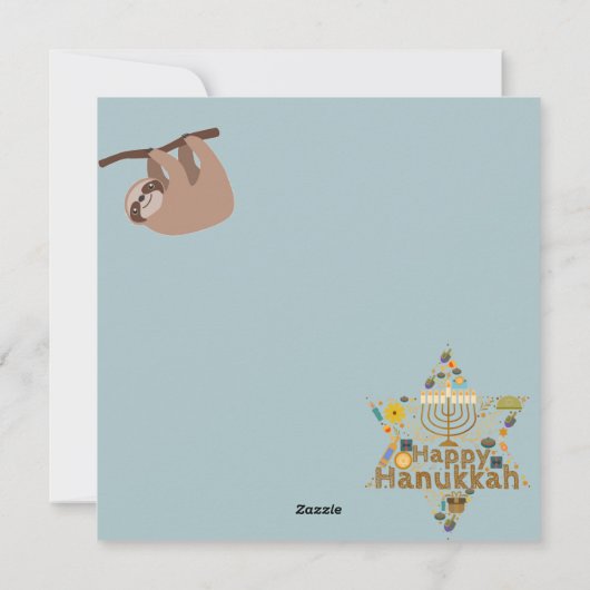 Cute Hanukkah Sloth Feestdagenkaart (Achterkant)