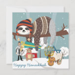 Cute Hanukkah Sloth Feestdagenkaart<br><div class="desc">Schattige Hanukkah Sloth</div>