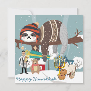 Cute Hanukkah Sloth Feestdagenkaart