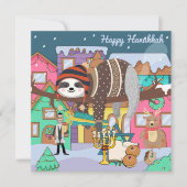 Cute Hanukkah Sloth Note Kaart (Voorkant)