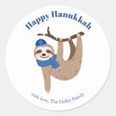 Cute Hanukkah Sloth Ronde Sticker (Voorkant)