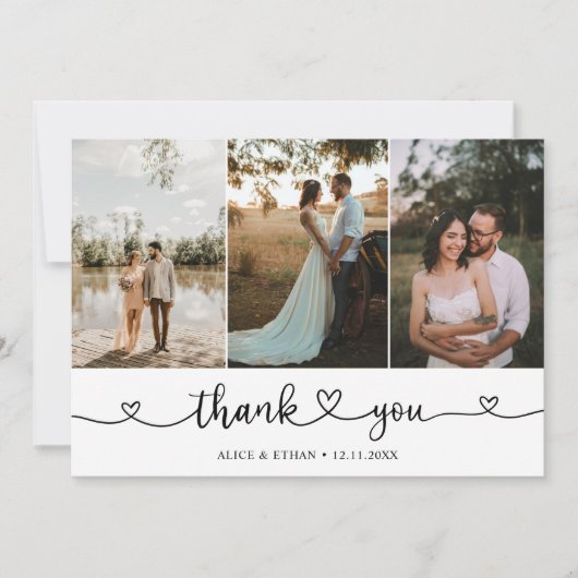 Cute Hanwriting kalligraphy Heart Foto Dank je Bedankkaart (Voorkant)