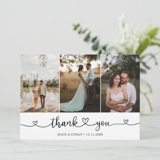 Cute Hanwriting kalligraphy Heart Foto Dank je Bedankkaart (Staand voorkant)