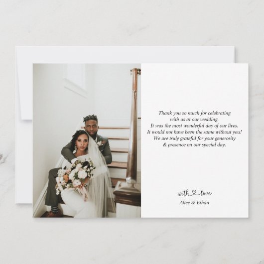 Cute Hanwriting kalligraphy Heart Foto Dank je Bedankkaart (Achterkant)