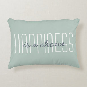 Cute Happiness Quote Modern Typography Green Blue Accent Kussen