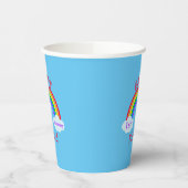 Cute Happy 1st Birthday Rainbow Clouds Blue Party Papieren Bekers (Links)