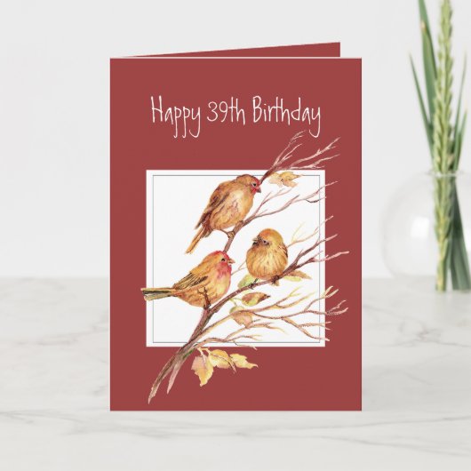 Cute Happy 39th Birthday Song Sparrows, Birds Kaart (Voorkant)