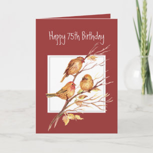 Cute Happy 75th Birthday Song Sparrows Kaart