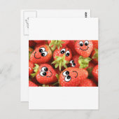 Cute Happy aardbeien Briefkaart (Voorkant / Achterkant)