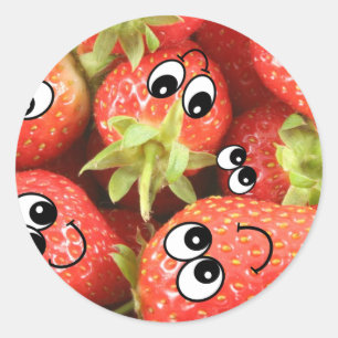 Cute Happy aardbeien Ronde Sticker
