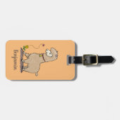 Cute happy alpaca met vlinder cartoon bagagelabel (Voorkant horizontaal)