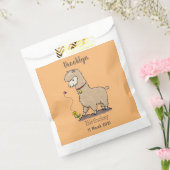 Cute happy alpaca met vlinder cartoon bedankzakje (Gezegeld)