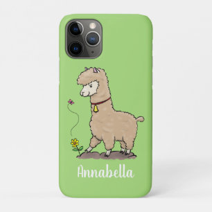 Cute happy alpaca met vlinder cartoon Case-Mate iPhone case