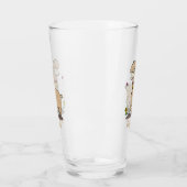 Cute happy alpaca met vlinder cartoon glas (Links)