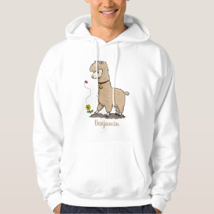 Cute happy alpaca met vlinder cartoon hoodie
