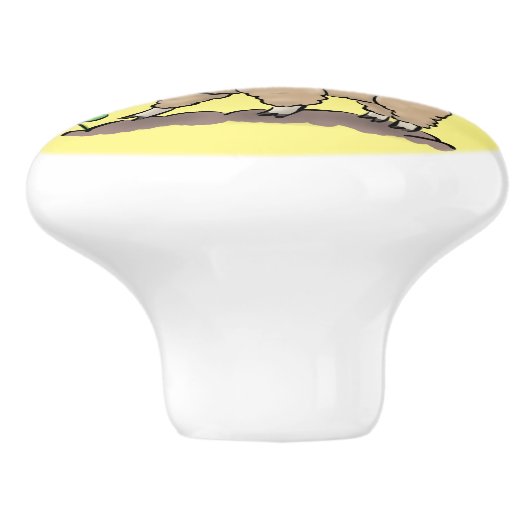 Cute happy alpaca met vlinder cartoon keramische knop (Zijkant)