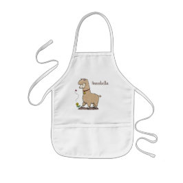 Cute happy alpaca met vlinder cartoon kinder schort